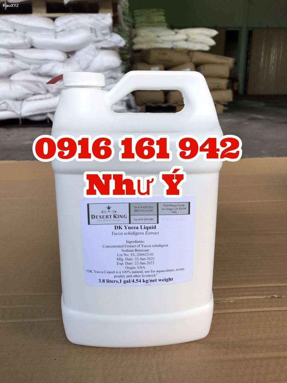 DK YUCCA LIQUID: Yucca Mỹ dạng lỏng can 18.9 lít, hấp thu khí độc