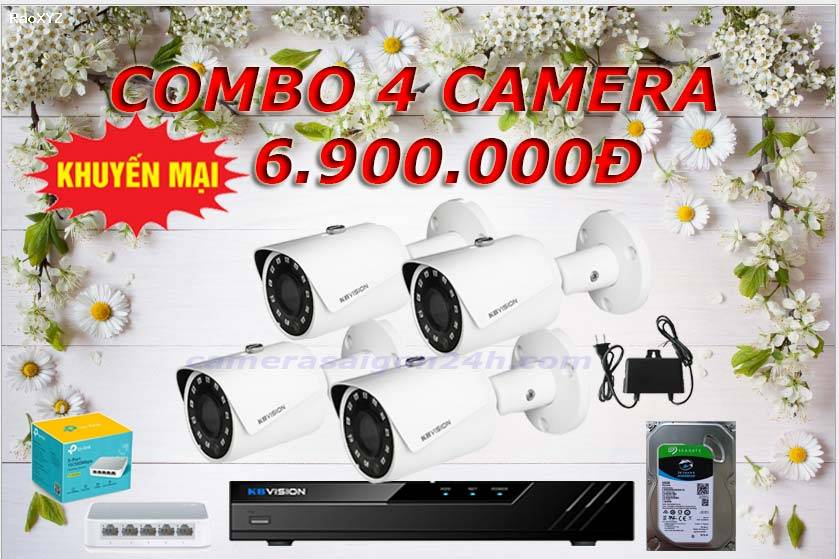 Combo Bộ 4 Camera IP Ngoài Trời Giá Rẻ