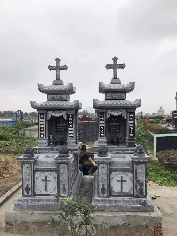Mẫu mộ hai mái bằng đá đẹp bán tại Hưng Yên
