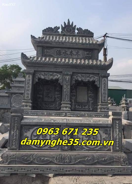 Mẫu mộ hai đao bằng đá đẹp giá rẻ bán tại Thái Bình