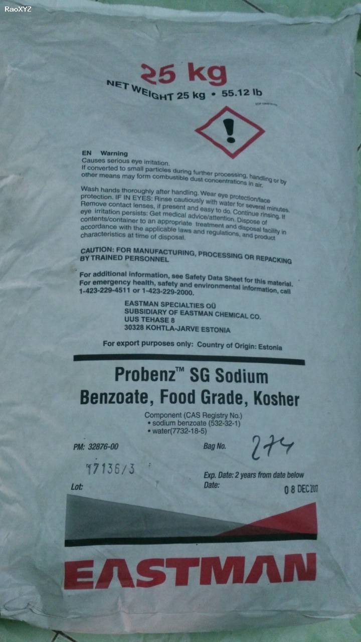 Chất bảo quản, chống mốc Sodium Benzoate E211 - Mỹ, Trung Quốc, Estonia (mốc Mỹ, mốc cam giấy)