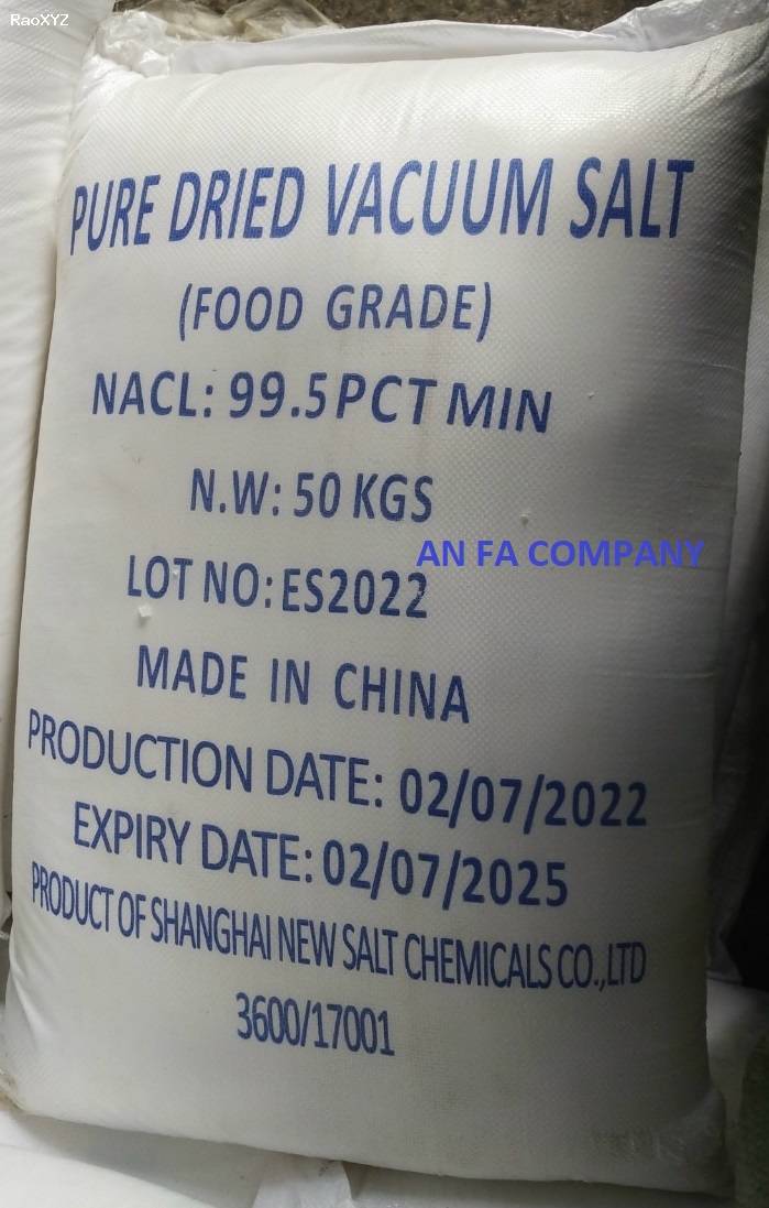 Muối tinh khiết, Muối ăn, Refined Salt, NaCl - China, Thailand bao lớn 50kg
