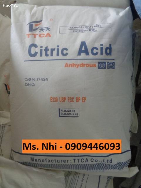 Bột chanh nguyên liệu tạo chua thực phẩm Citric Acid E330 (Axit Citric)