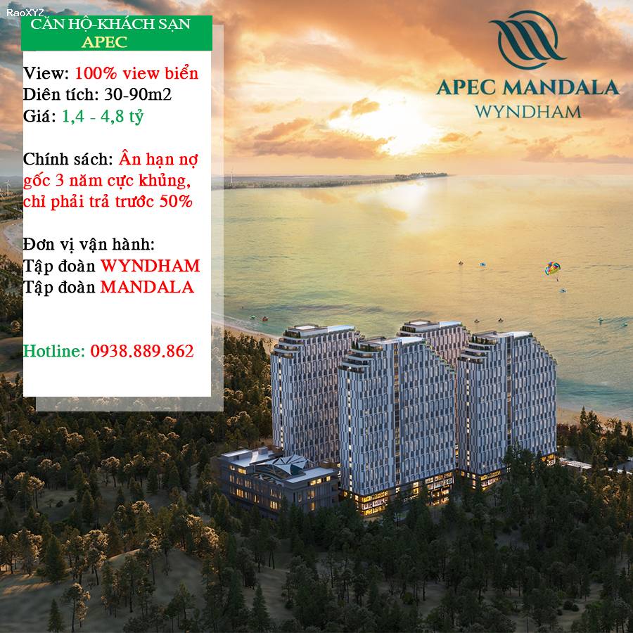 Bán căn hộ khách sạn Apec full nội thất 5 sao view biển cam kết LN 12%/năm