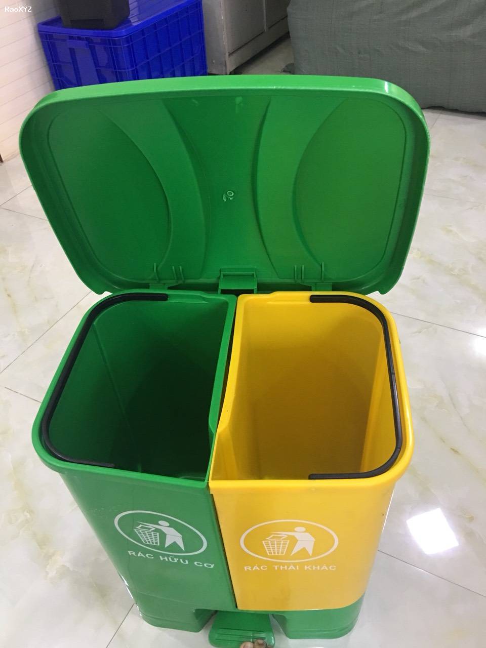 Thùng rác nhựa đạp chân 2 ngăn 40 lít phân loại rác giá rẻ - 096 3839 597 Ms Kính