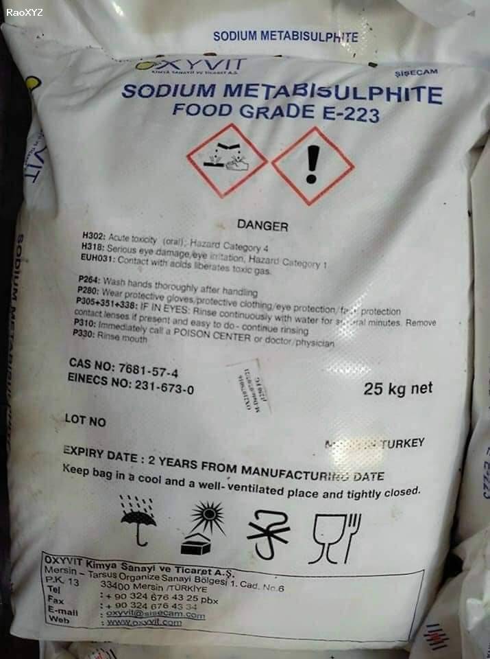 Phụ gia tạo trắng, tẩy mủ rau củ Sodium Metabisulfite - E223