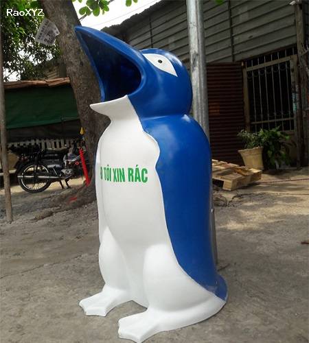 Thùng rác chim cánh cụt, thùng rác hình thú chất lượng