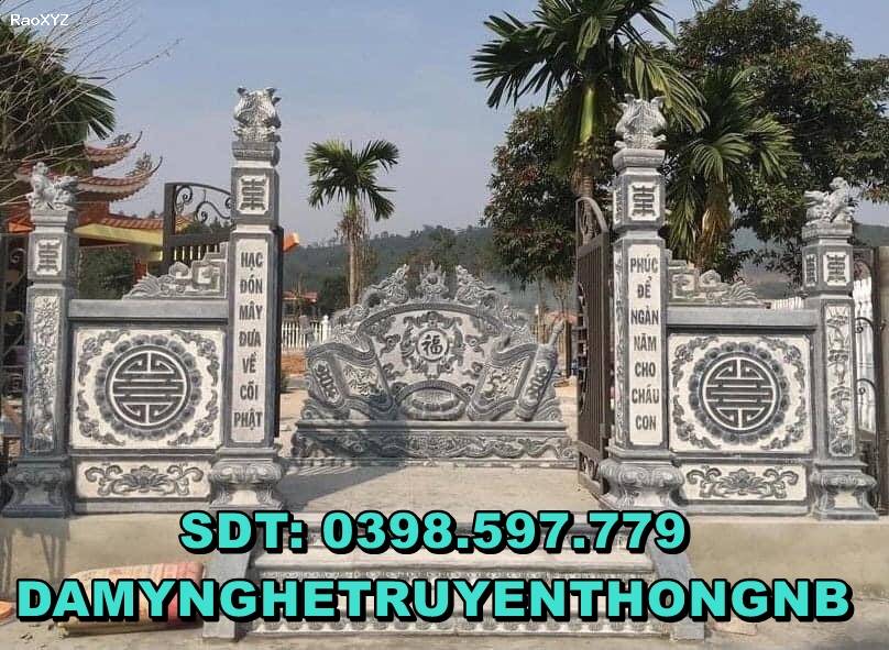 Cột tứ trụ đá xanh đen đẹp lắp ráp tại Ninh Bình 2023