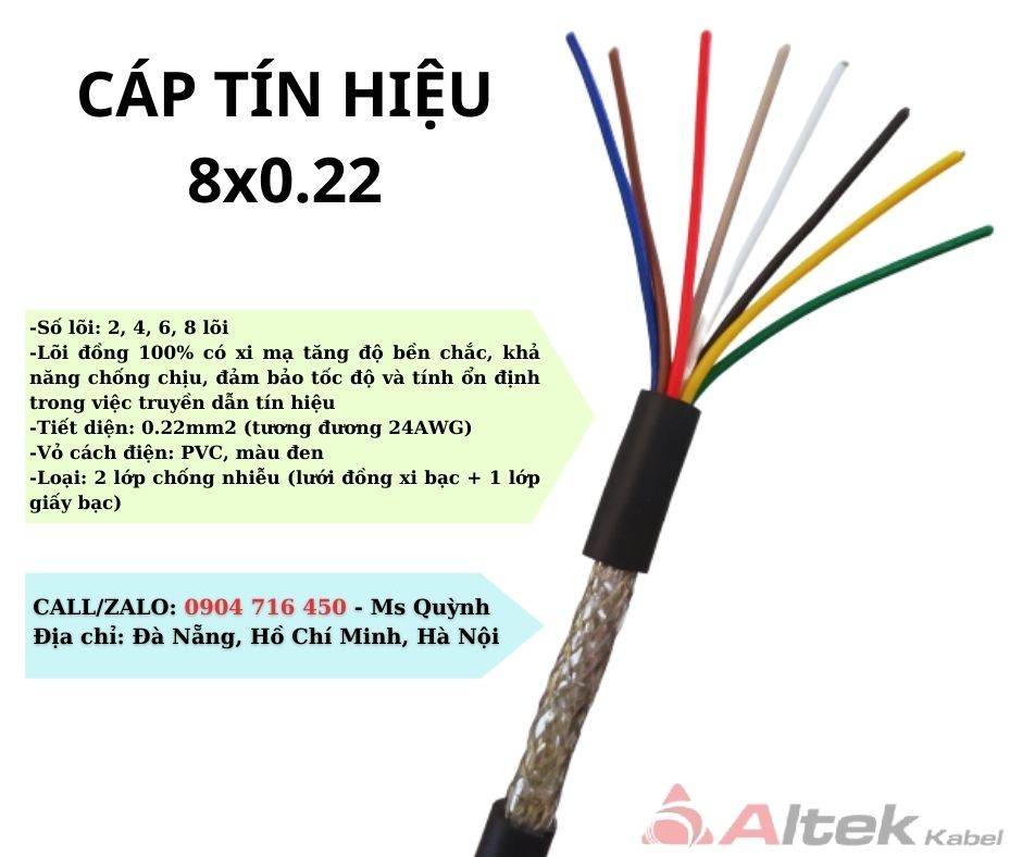 Cáp tín hiệu 8x0.22 Altek Kabel tại Đà Nẵng, Hồ Chí Minh, Hà Nội