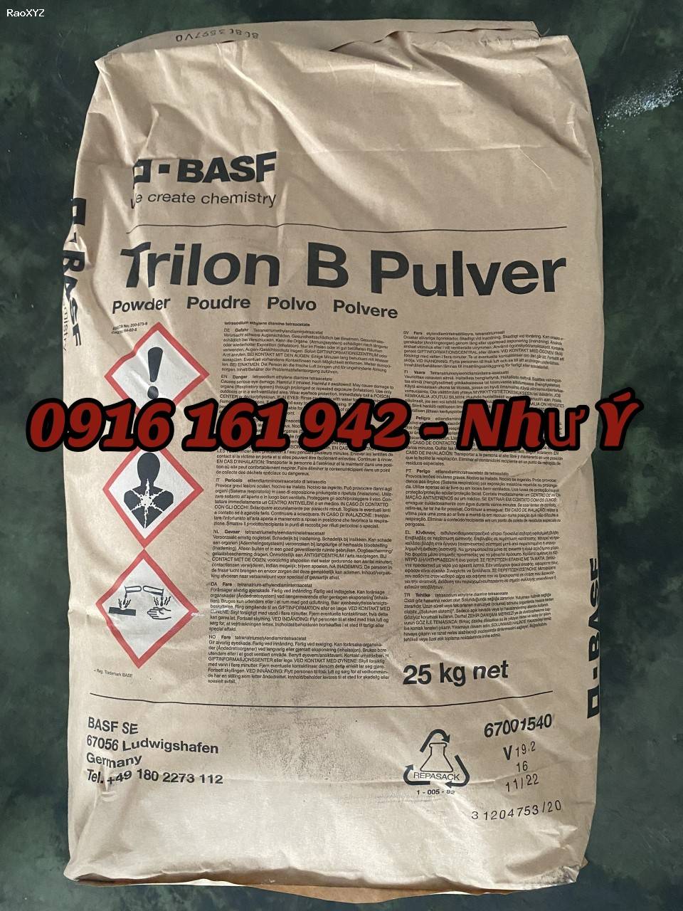 EDTA 4NA ĐỨC - TRILON B : khử kim loại nặng và khử phèn, phân phối số lượng lớn