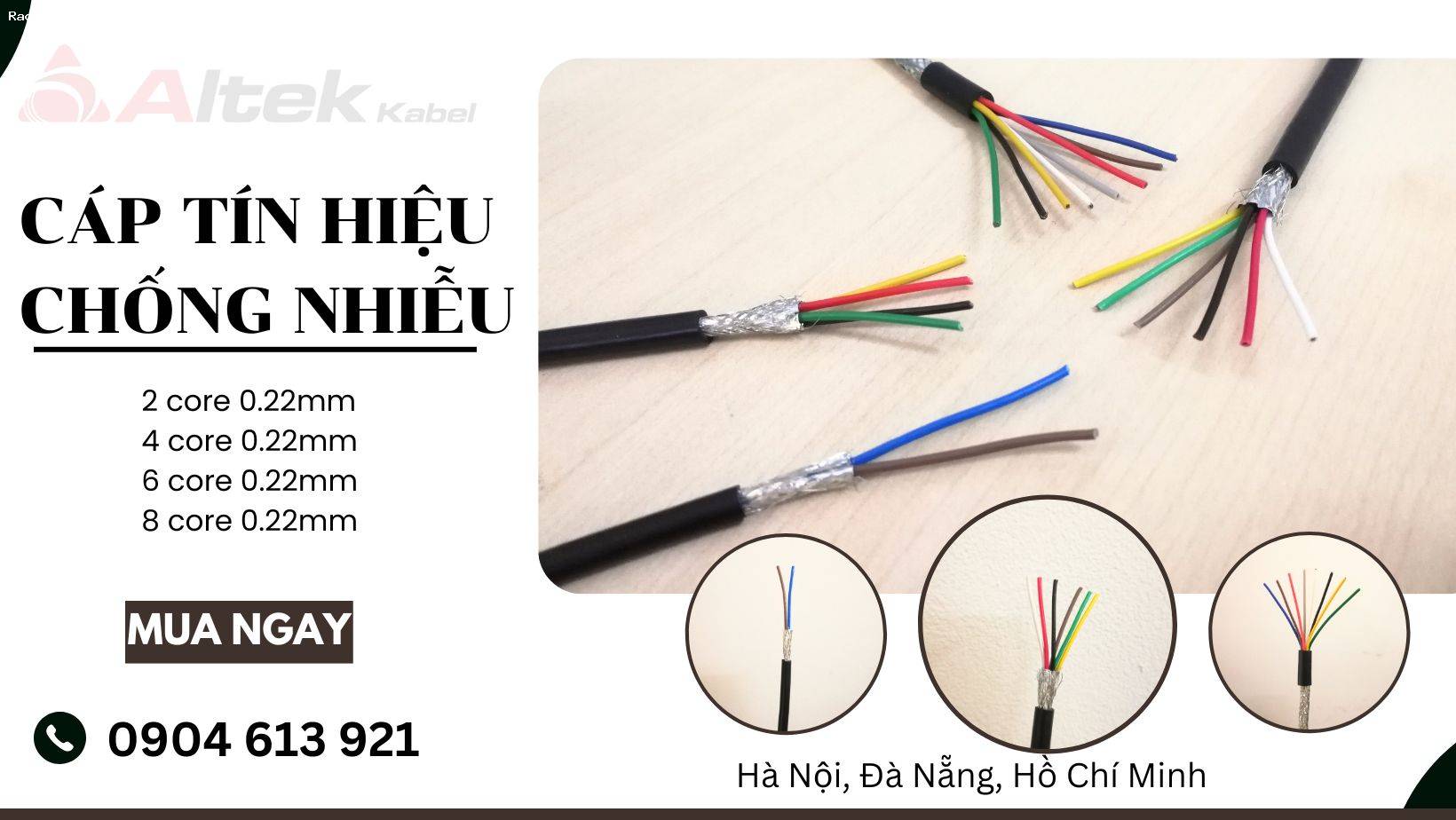 Cáp tín hiệu chống nhiễu 0.22mm 2/4/6/8 lõi