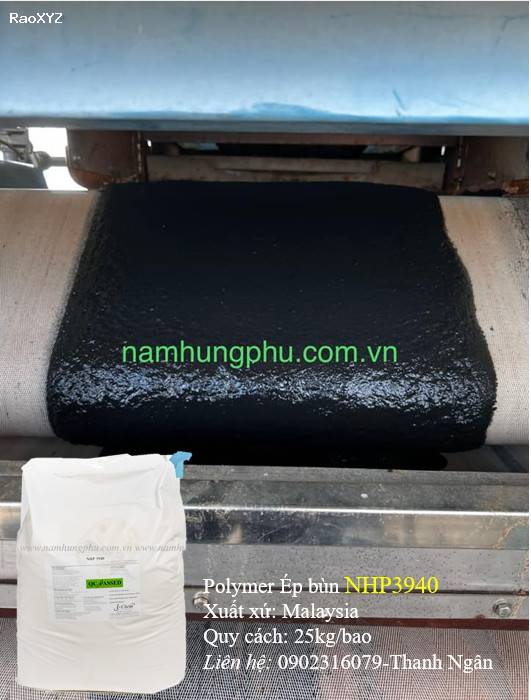 polymer NHP3940 hỗ trợ ép bùn máy ép bùn băng tải
