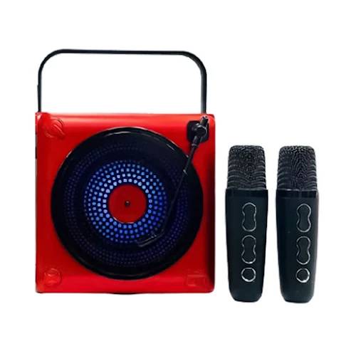 Loa bluetooth karaoke SDRD SD507 (kèm 2 mic) - Đỏ đen