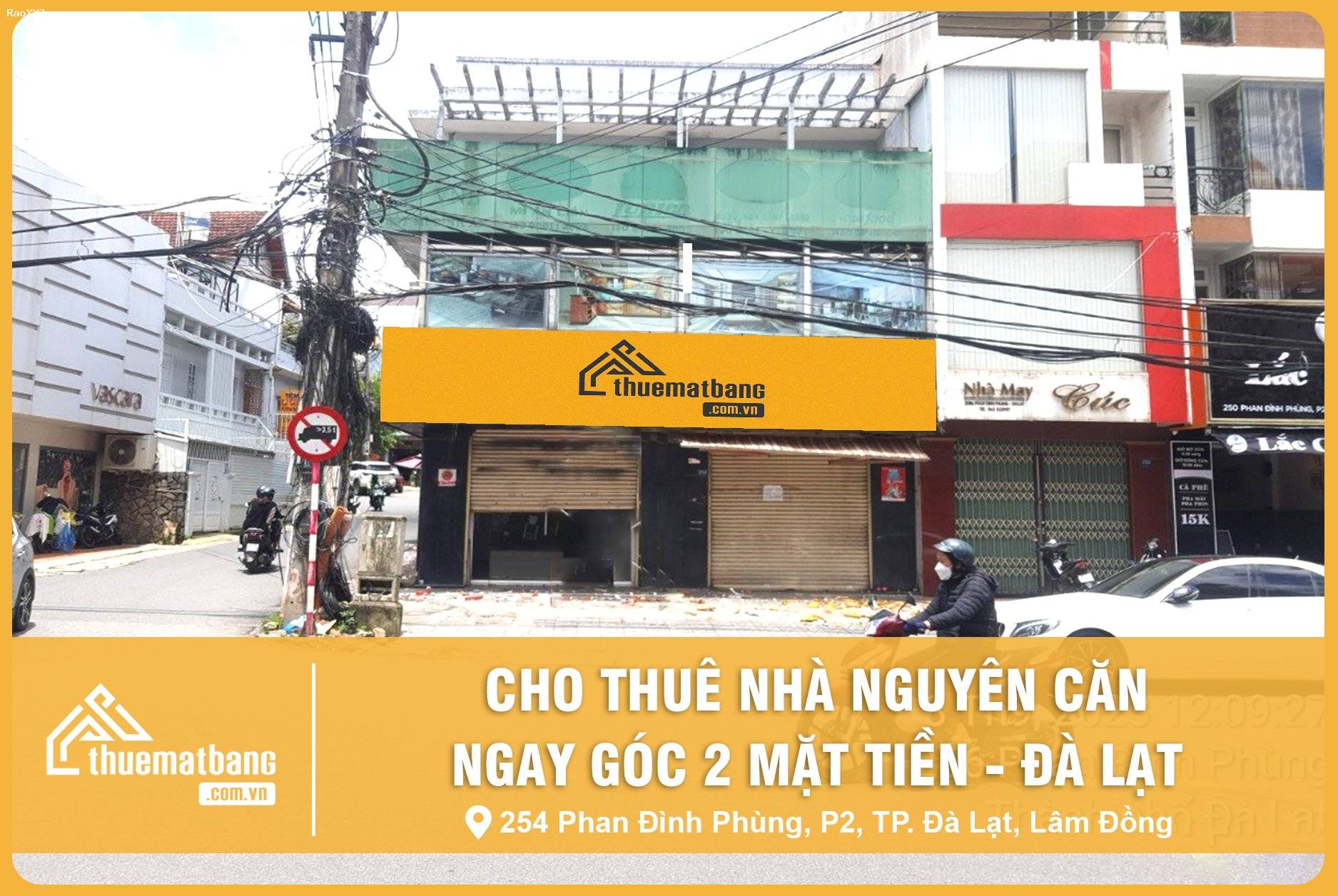 Căn góc 2 mặt tiền phố Phan Đình Phùng với An Dương Vương, Đà Lạt cần cho thuê.
