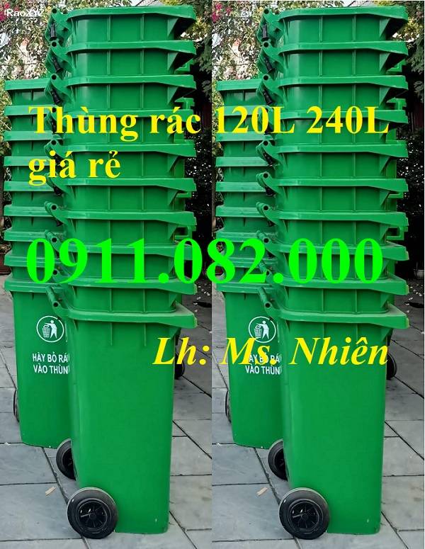 Thùng rác nhựa công nghiệp sài gòn giá ưu đãi- thùng rác 120l 240l 660l giá rẻ- lh 0911082000