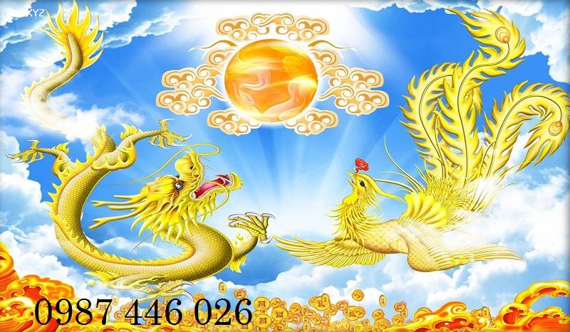 Gạch tranh rồng phượng vàng HP0823