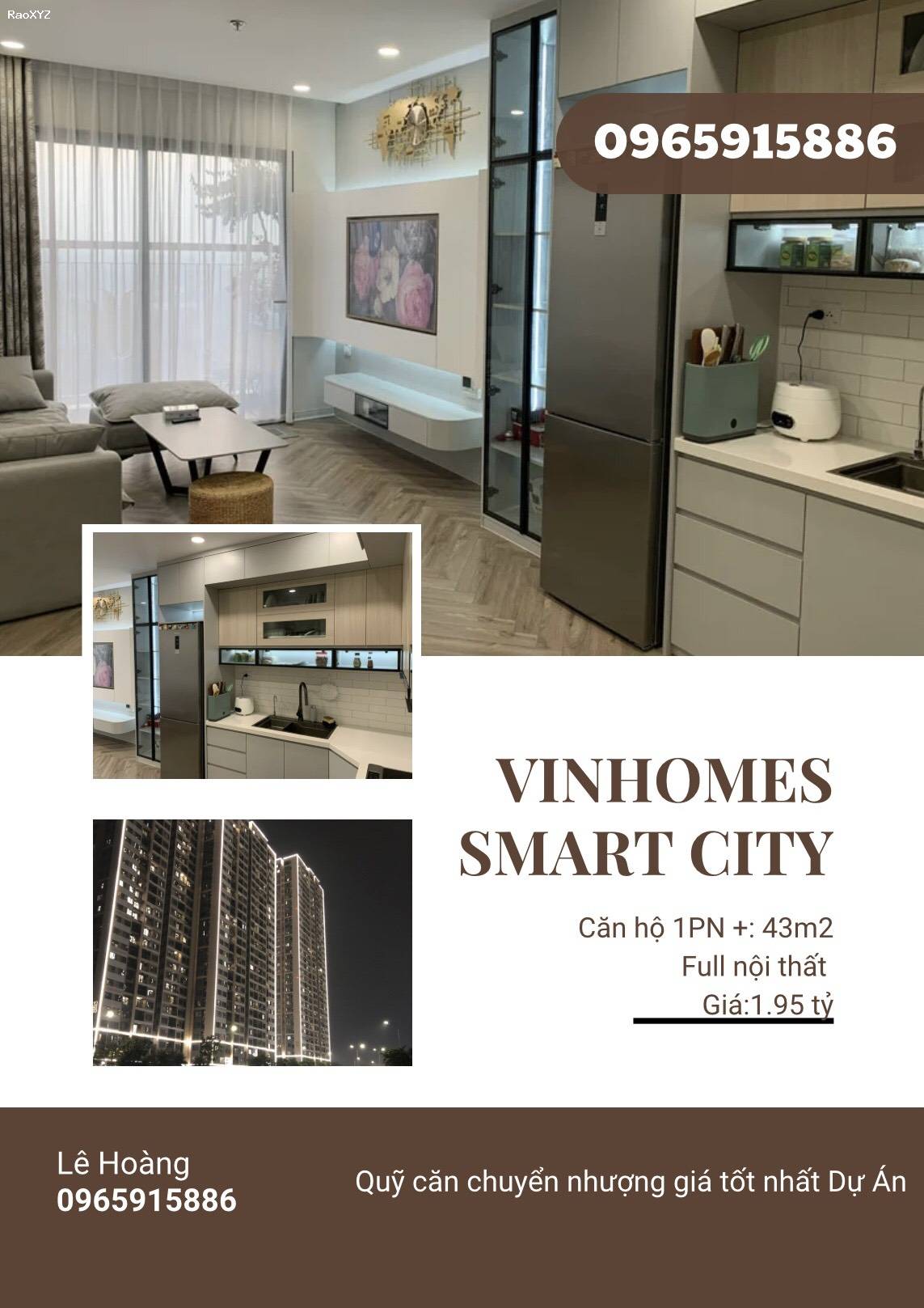 Bán căn hộ 1pn+ 43m2 Tòa SA Vinhomes Smart City. Tầng đẹp, số đẹp, Full nội thất cao cấp, View bể bơi giá 2.2 tỷ