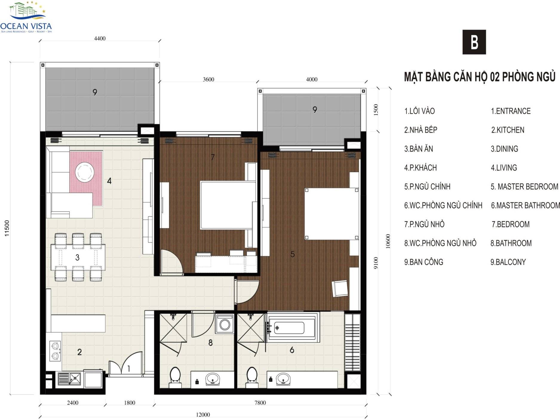 Bán căn hộ Ocean VIsta 2pn view biển tầng cao. 0867707123