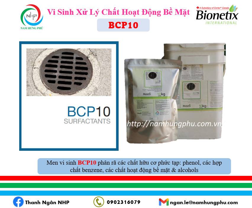 vi sinh BCP10 (bionetix) xử lý nước thải có chất hoạt động bề mặt