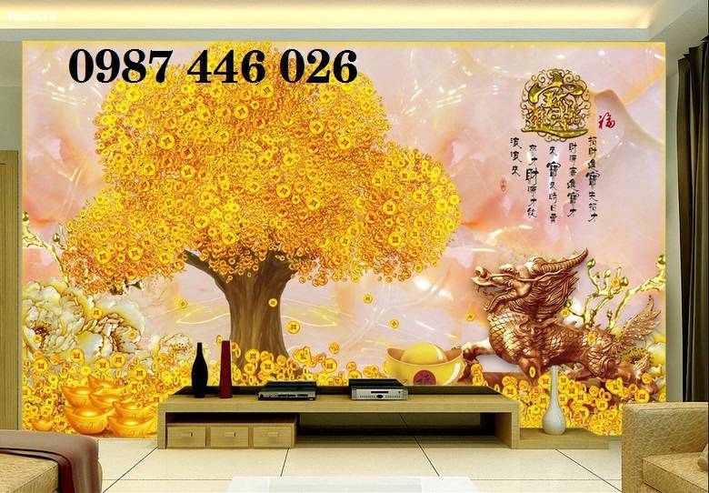 Gạch tranh cây tiền lộc vàng HP08293