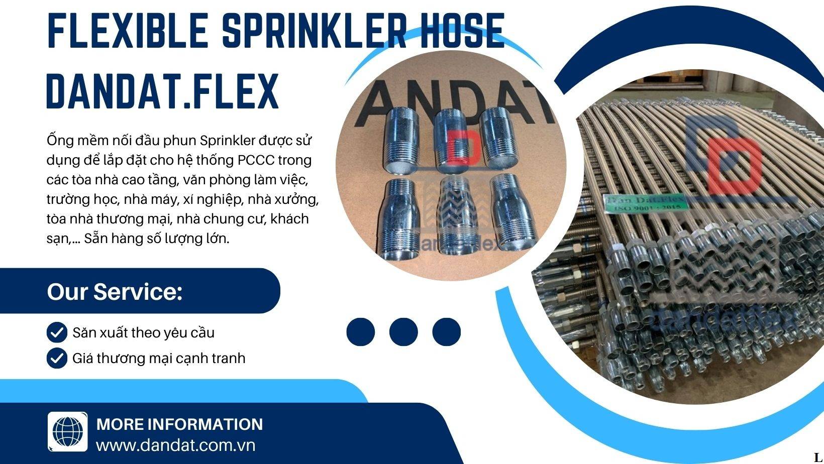 Khớp nối mềm inox cấp nước đầu phun chữa cháy cho Sprinkler