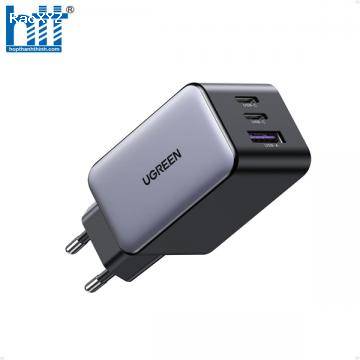 Củ sạc nhanh GaN 65W Ugreen 10335, 3 cổng, 2 USB-C và 1 USB Type-A