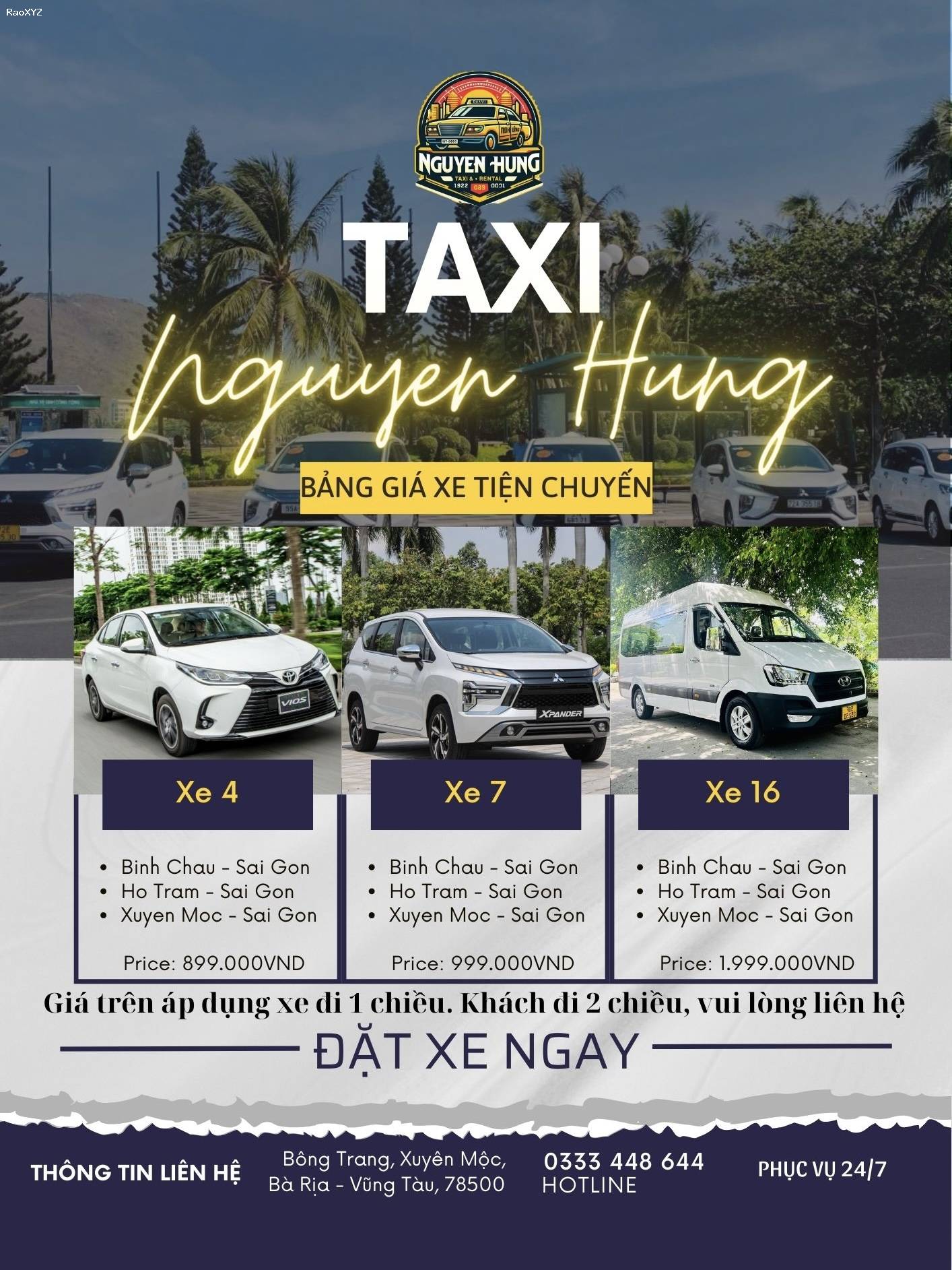Taxi Nguyễn Hưng - Tổng đài taxi, xe tiện chuyến uy tín #1 Xuyên Mộc