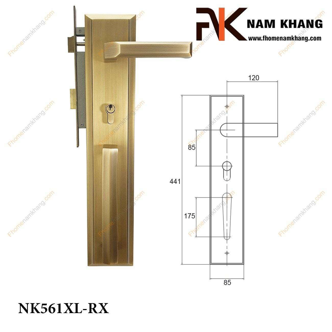 Khóa cửa sảnh bằng đồng cao cấp NK561XL-RX | F-Home NamKhang