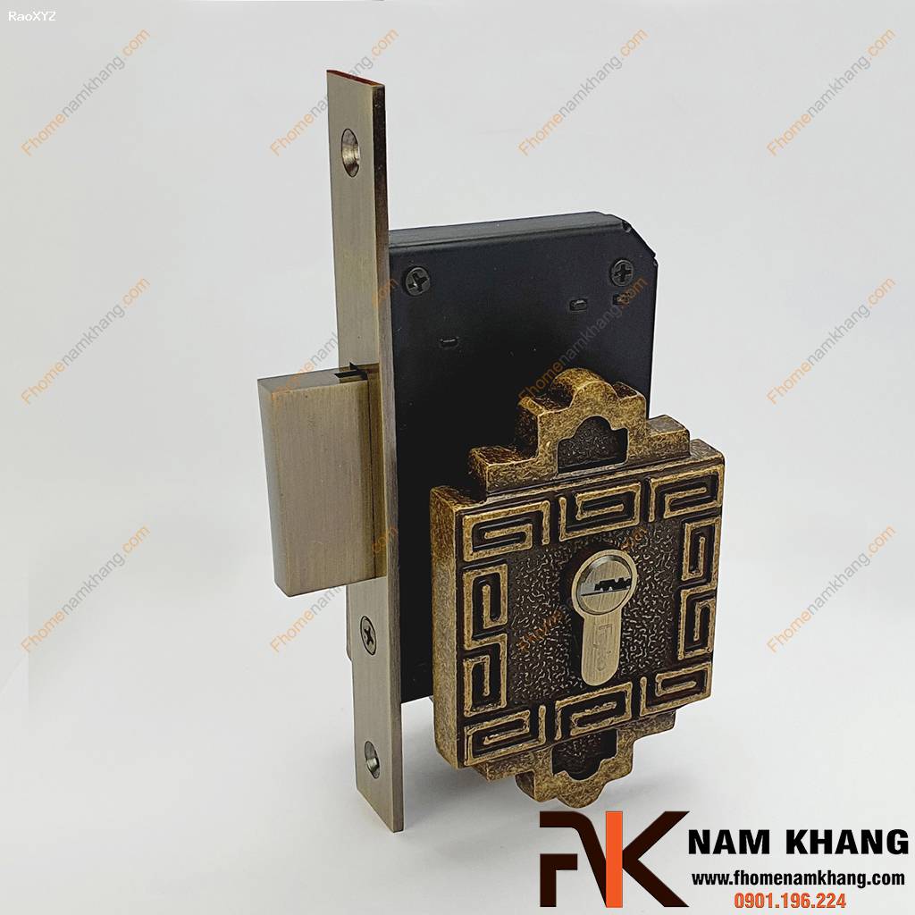 Khóa âm cửa mở bằng đồng cao cấp màu dồng rêu NK566KA-VR | F-Home NamKhang