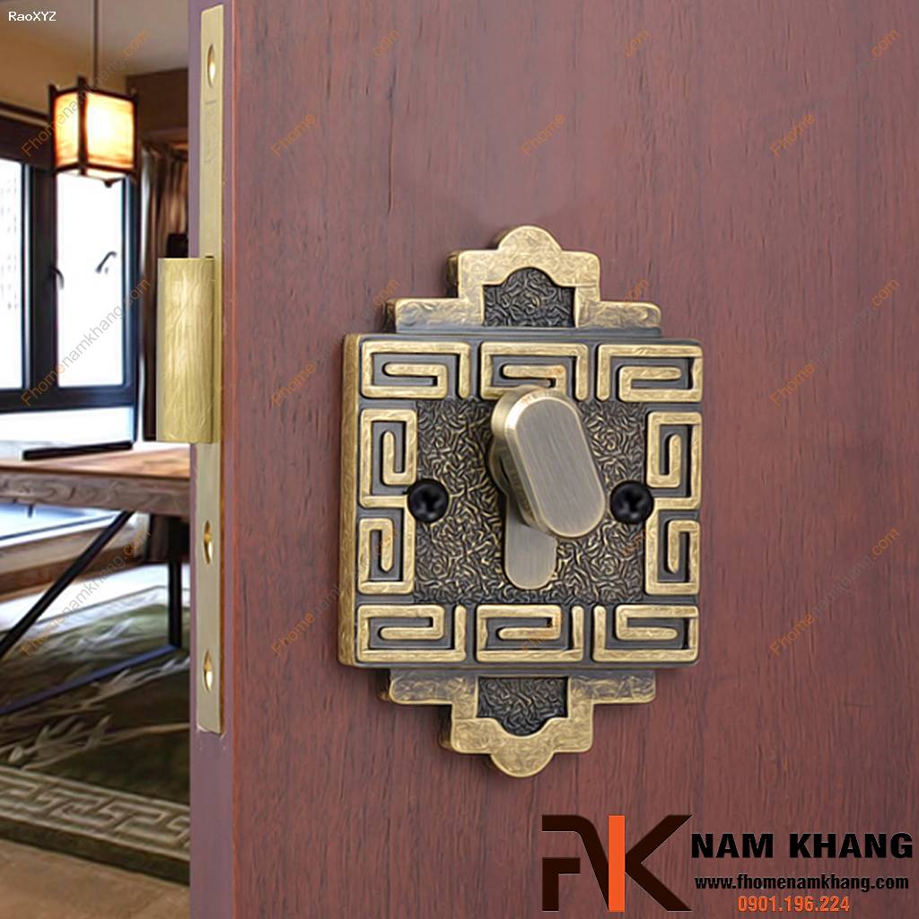 Khóa âm cửa mở bằng đồng cao cấp màu dồng rêu NK566KA-VR | F-Home NamKhang