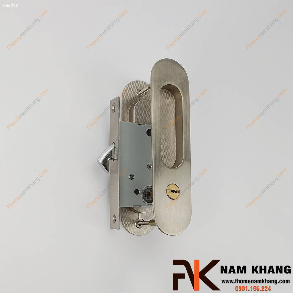 Khóa âm cửa lùa cao cấp màu ghi xước NK568H-GX | F-Home NamKhang