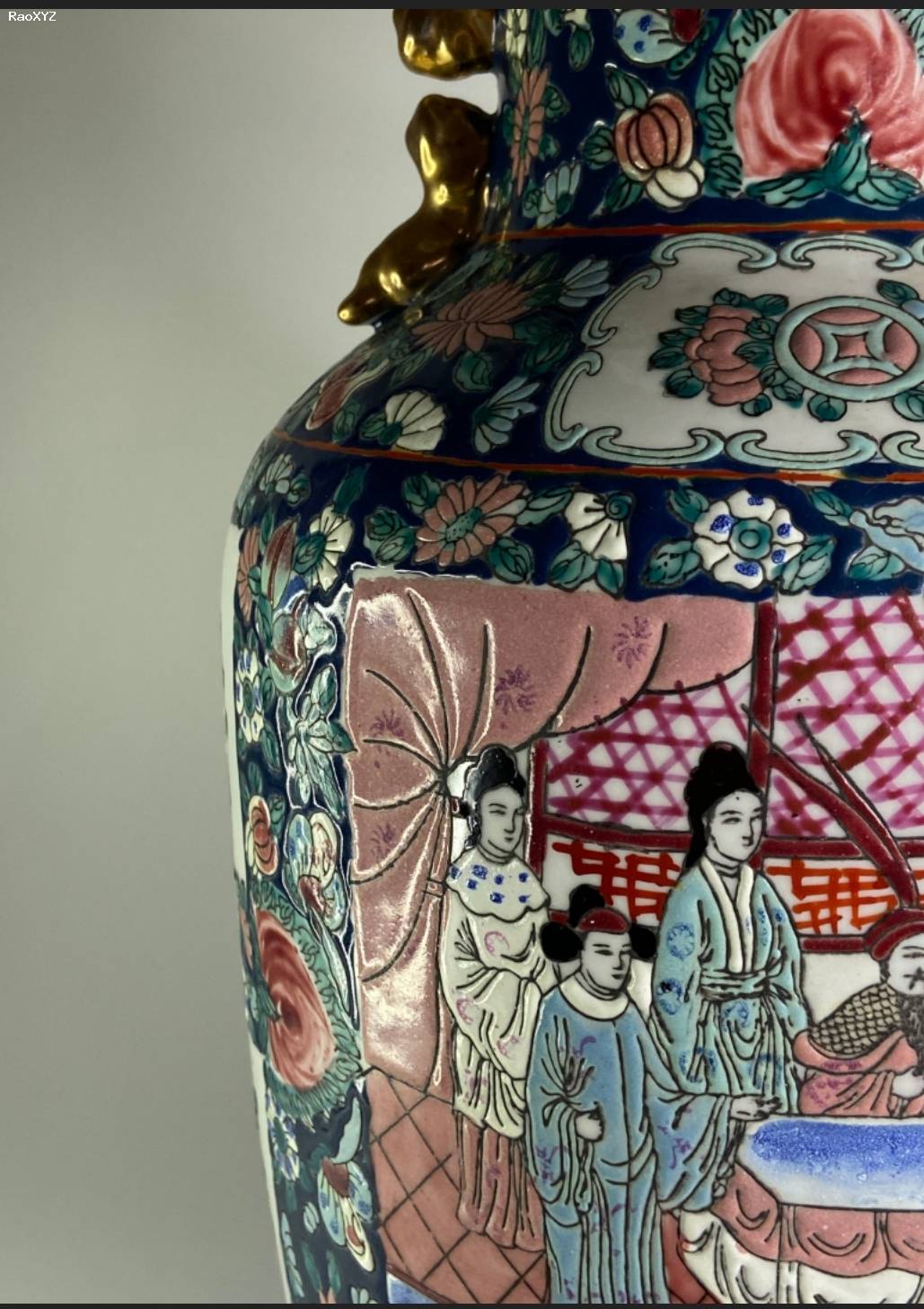 Bình cổ điển sứ tráng men China 20s vẽ tay