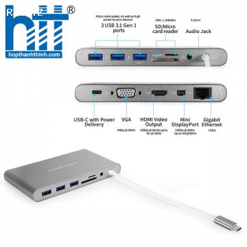 CỔNG CHUYỂN HYPERDRIVE FOR MACBOOK/LAPTOP/PC /IPHONE 15 ULTIMATE 11 IN 1 USB-C HUB GN30B