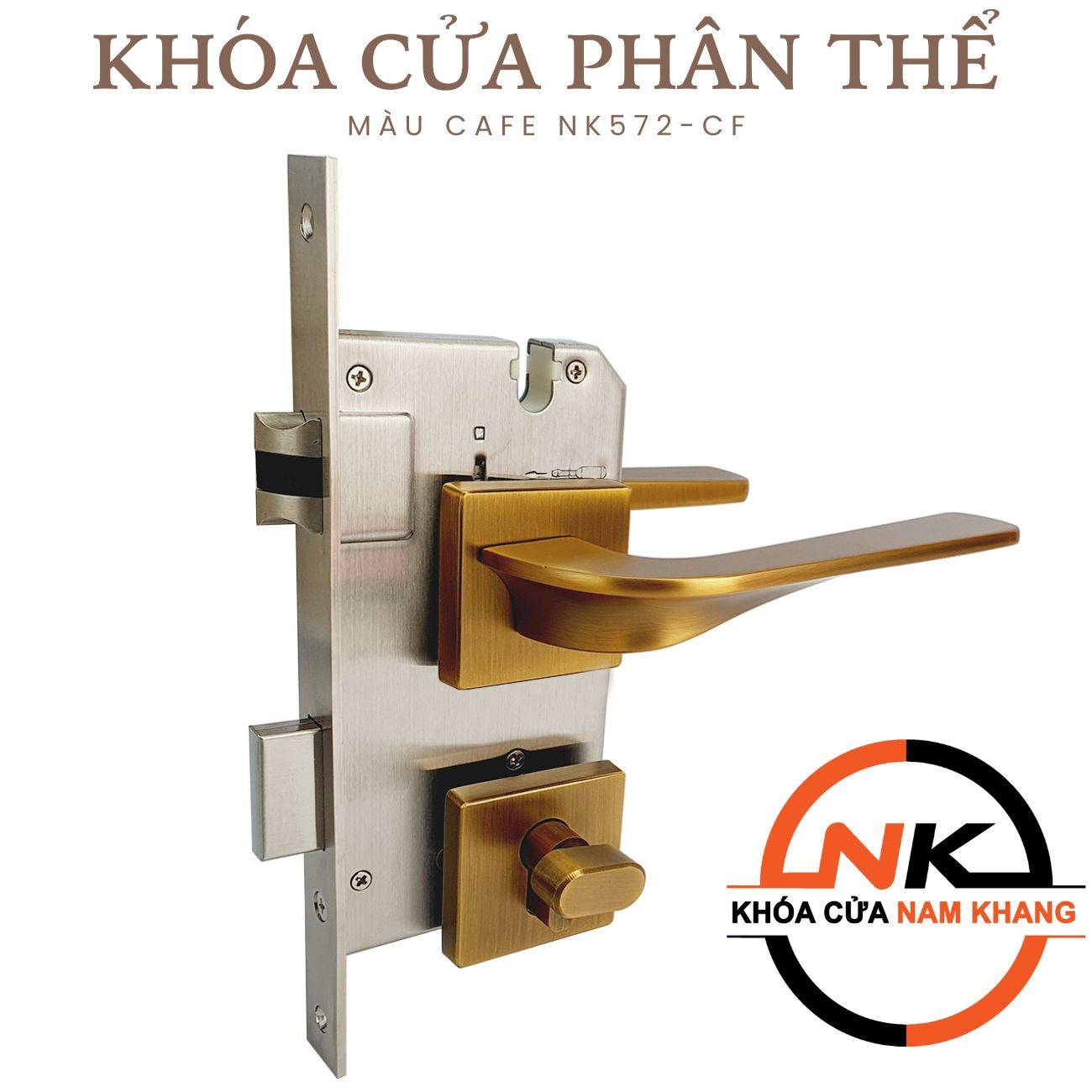 Khóa cửa phân thể dạng ốp vuông màu cafe NK572-CF | F-Home NamKhang