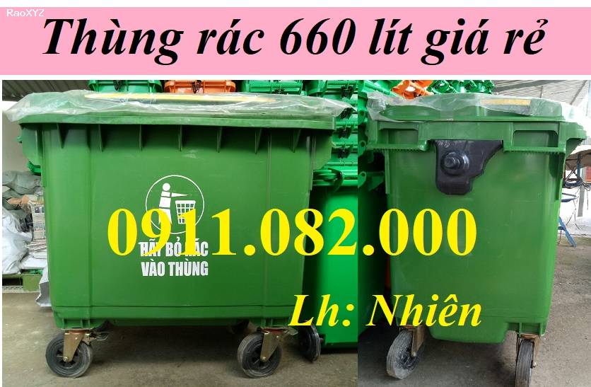 Chuyên phân phối thùng rác nhựa giá rẻ miền tây- thùng rác 120l 240l 660l màu xanh, cam, vàng- lh 0911082000