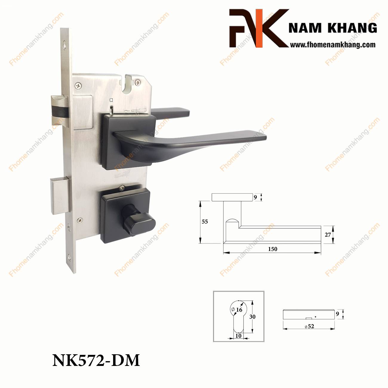 Khóa cửa phân thể hợp kim cao cấp màu đen mờ NK572-DM | F-Home NamKhang