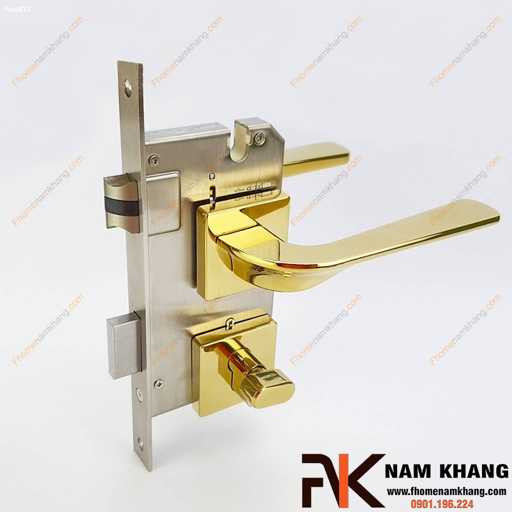Khóa cửa phân thể dạng ốp vuông màu vàng bóng NK572-PVD | F-Home NamKhang