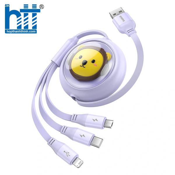Cáp Sạc 3 Đầu Baseus Leo Retractable Charging Cable 3-in-1 USB