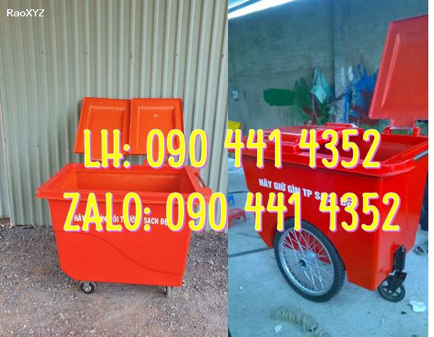 Xe thu gom rác HDPE, thùng rác y tế 660 lít, xưởng gia công xe thu gom rác 660L theo yêu cầu kích thước, màu sắc TPHCM