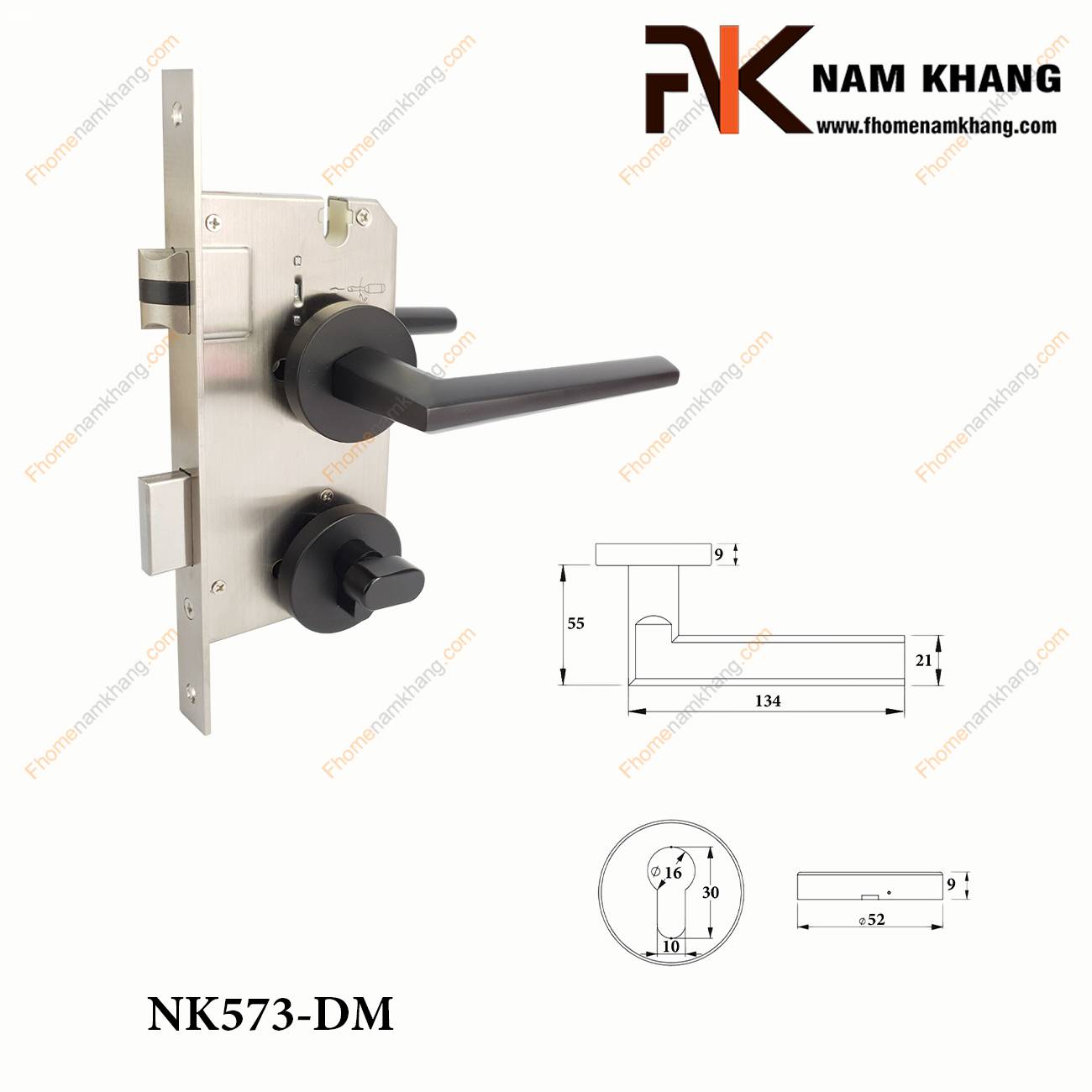 Khóa cửa phân thể hiện đại màu đen mờ NK573-DM | F-Home NamKhang