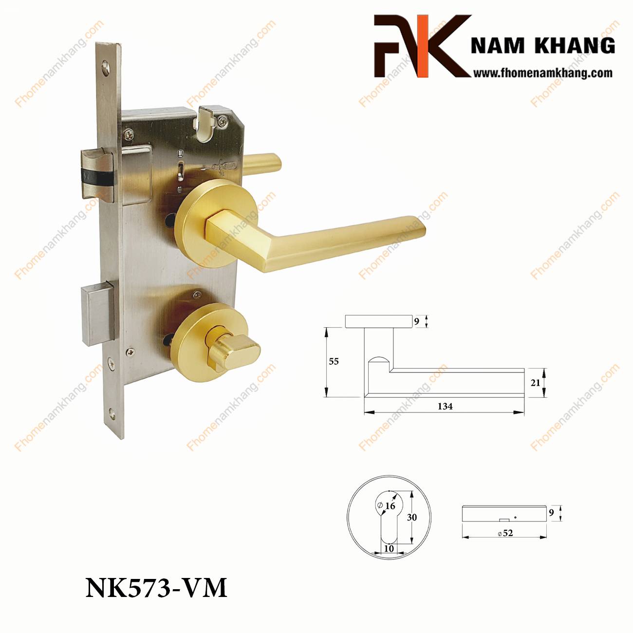 Khóa cửa phân thể bằng hợp kim dạng trơn NK573-VM | F-Home NamKhang