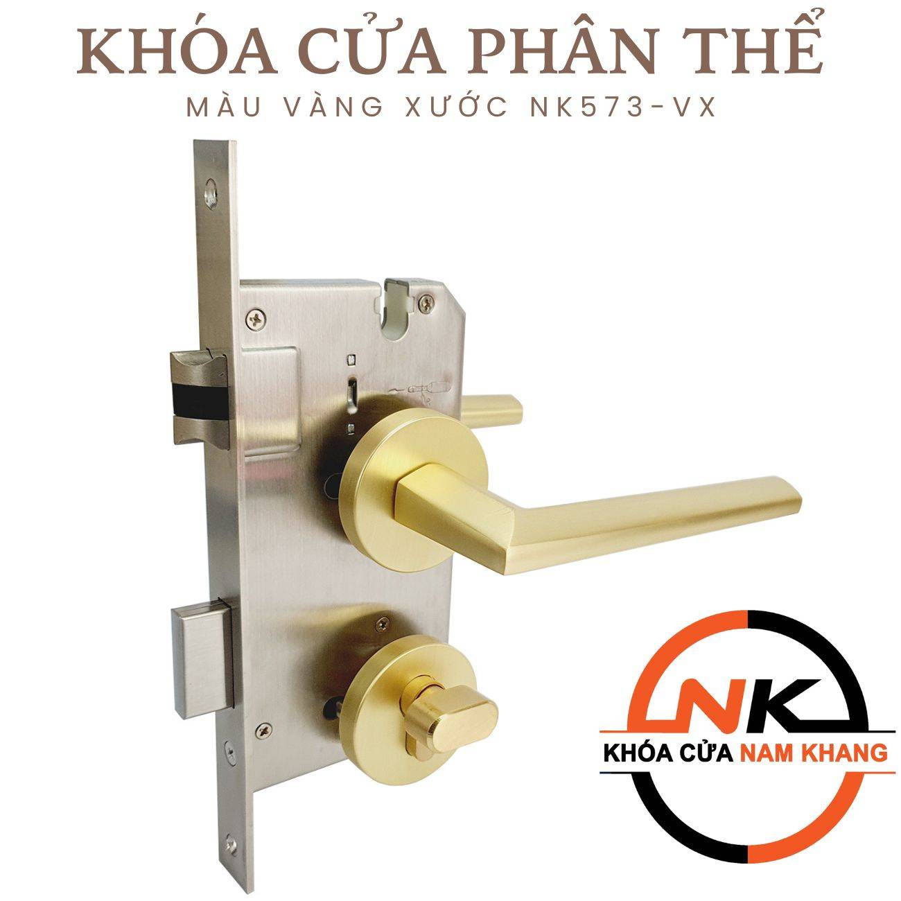 Khóa cửa phân thể hiện đại màu vàng xước NK573-VX | F-Home NamKhang
