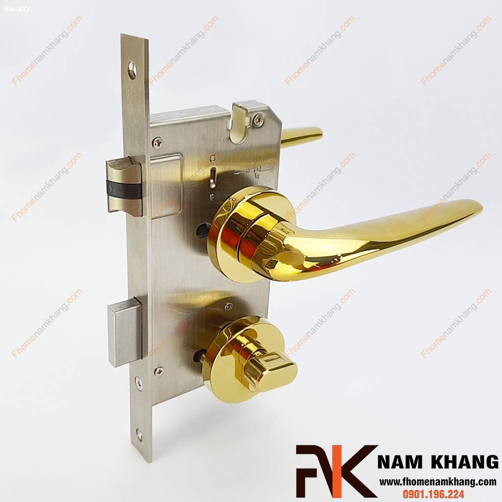 Khóa cửa phòng hiện đại màu vàng bóng NK574-PVD | F-Home NamKhang