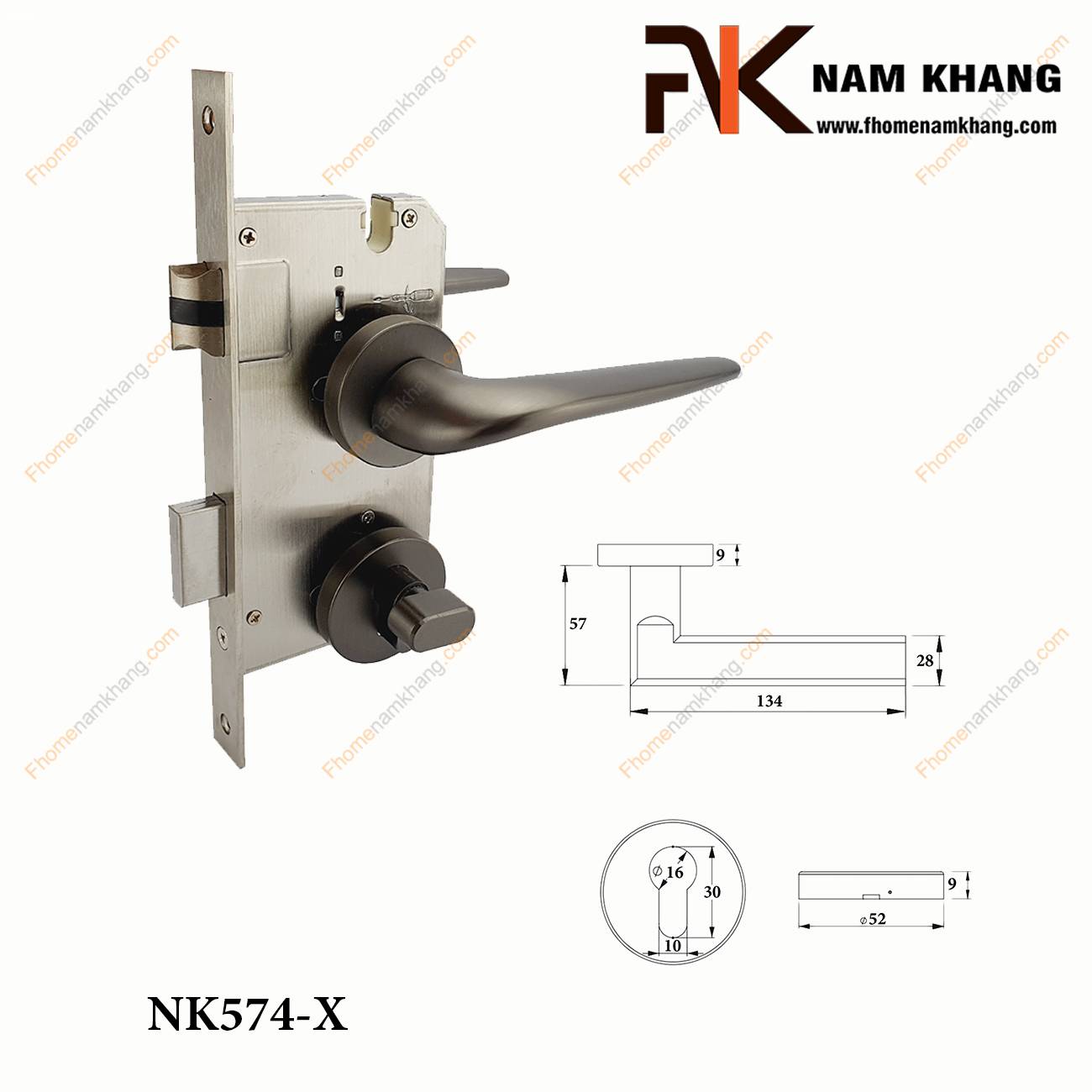 Khóa cửa phân thể bằng hợp kim cao cấp màu xám NK574-X | F-Home NamKhang