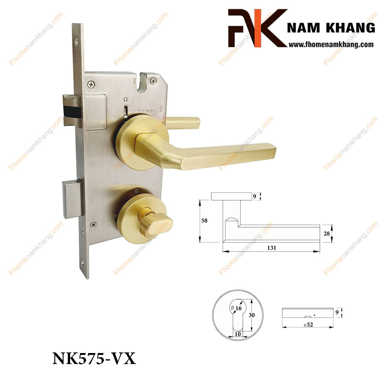 Khóa cửa phân thể hiện đại cho cửa phòng NK575-VX | F-Home NamKhang