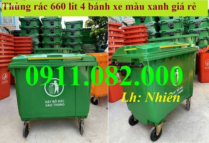Xả kho thùng rác nhựa giá rẻ- thùng rác inox, thùng rác 120l, 240l,660l- lh 0911082000