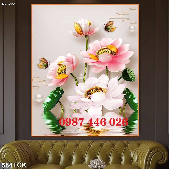 Gạch tranh 3d hoa sen HP8923