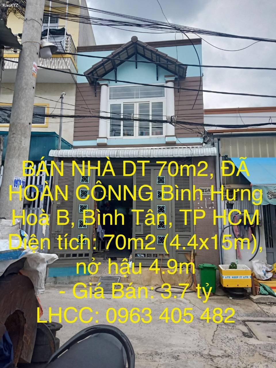 BÁN NHÀ DT 70m2, ĐÃ HOÀN CÔNNG Tại Bình Hưng Hoà B, Quận Bình Tân, TP HCM