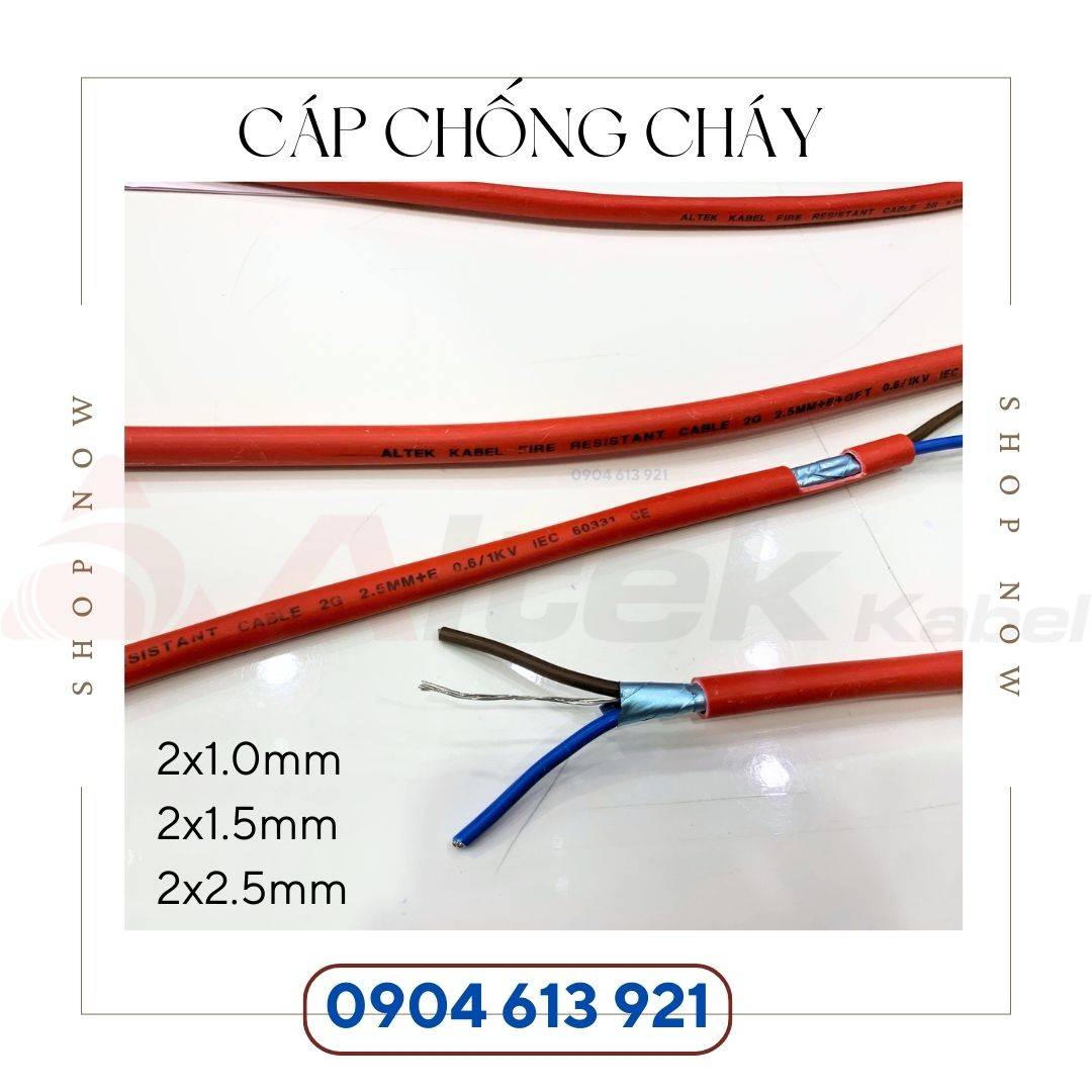 Cáp tín hiệu báo cháy 2x1.5mm2 vỏ LSZH chống cháy Altek Kabel