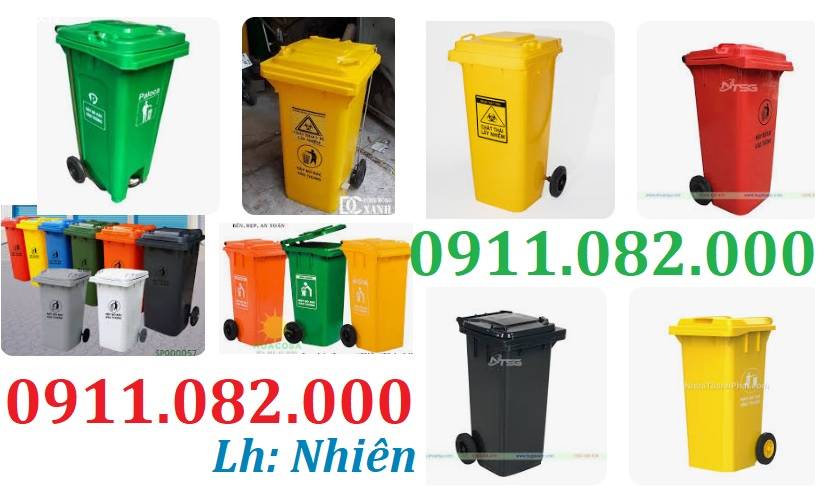 Thùng rác giá rẻ, thùng rác dày, chịu lực tốt, bền màu- thùng rác 120l 240l 660l giá sỉ- lh 0911082000